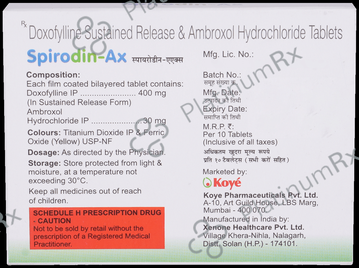 Spirodin AX 30/400mg Tablet 10s