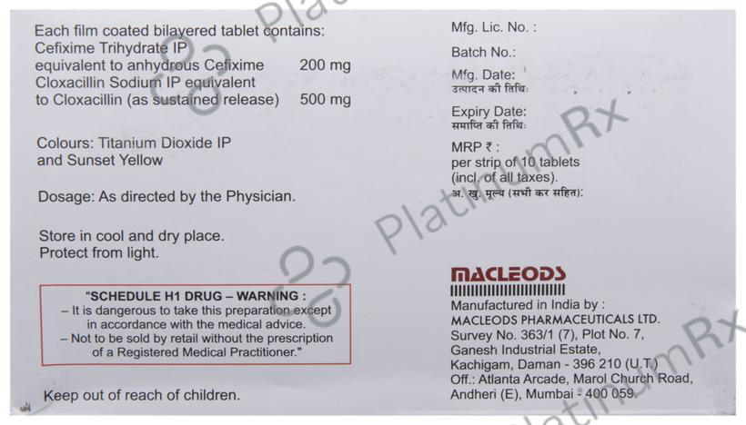 Cefolac XL 200/500mg Tablet 10s