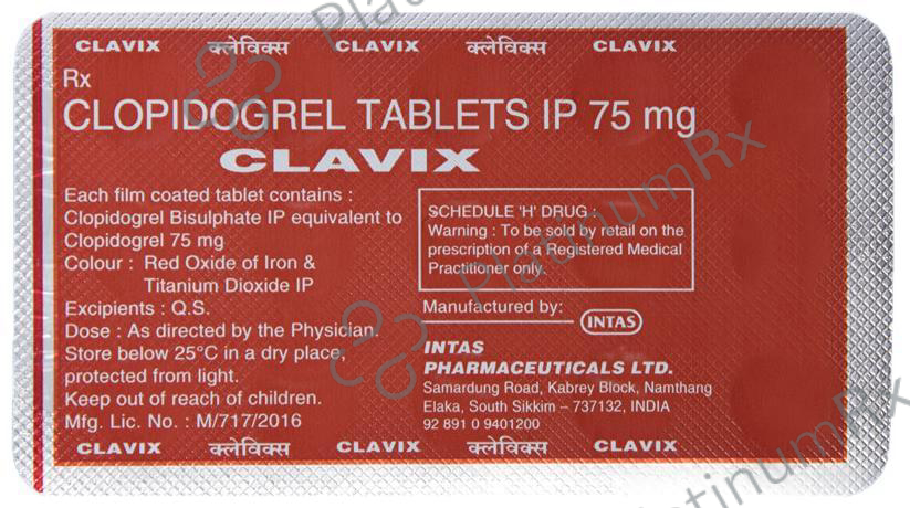 Clavix 75mg Tablet 15s