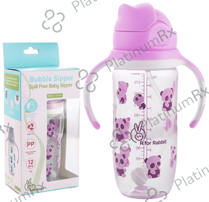 R for Rabbit Bubble Straw Sipper Pink