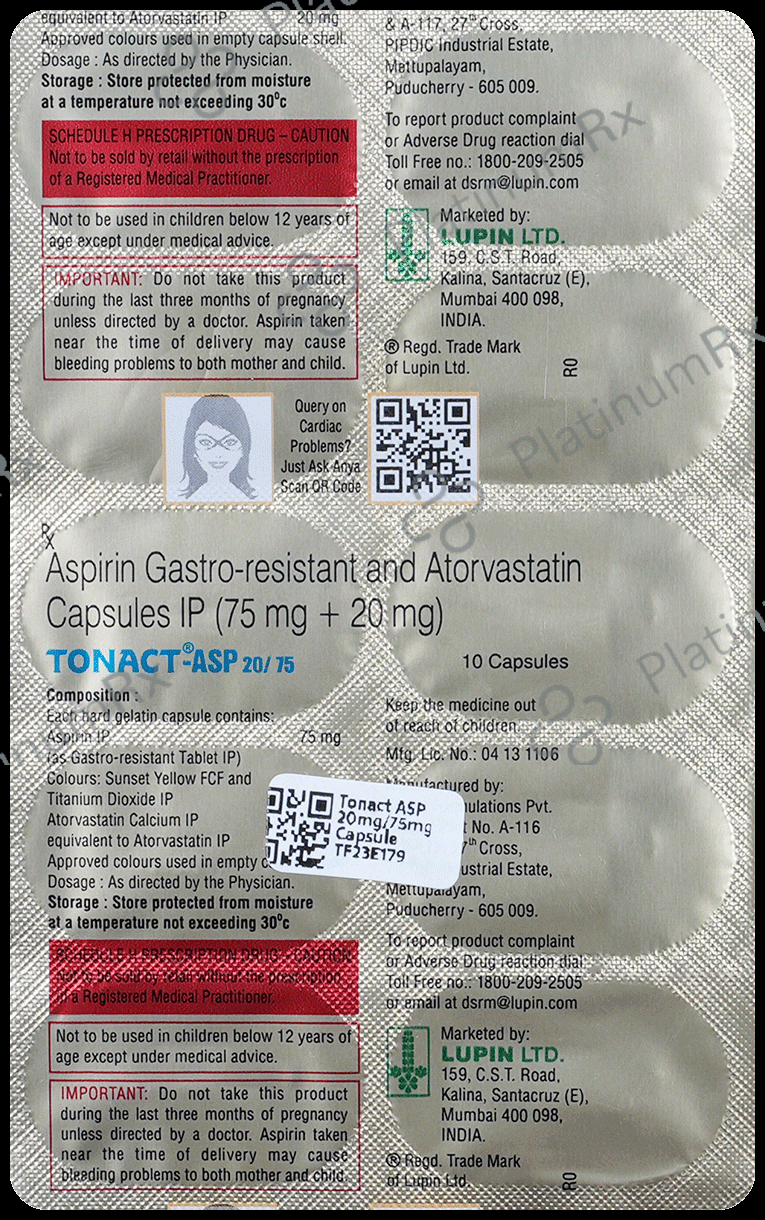 Tonact ASP 20/75mg Capsule 10s