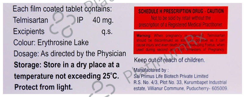 Telmiprime 40mg Tablet 10 Tablet