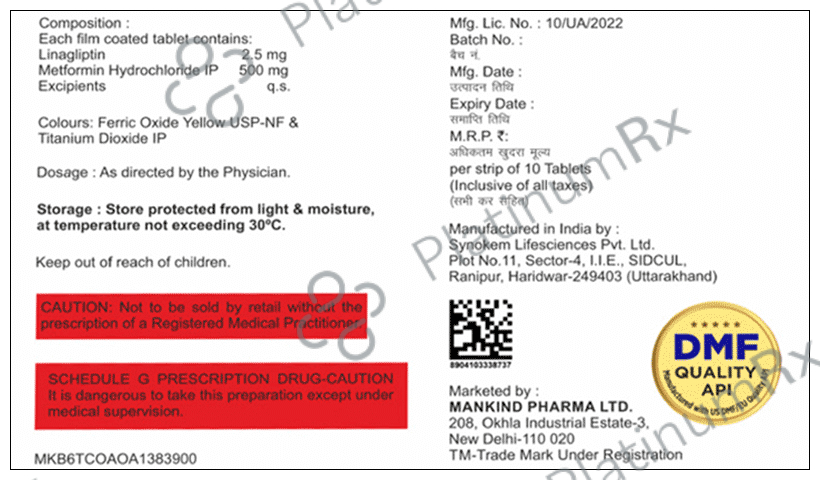 Juslina M 500/2.5mg Tablet 10s