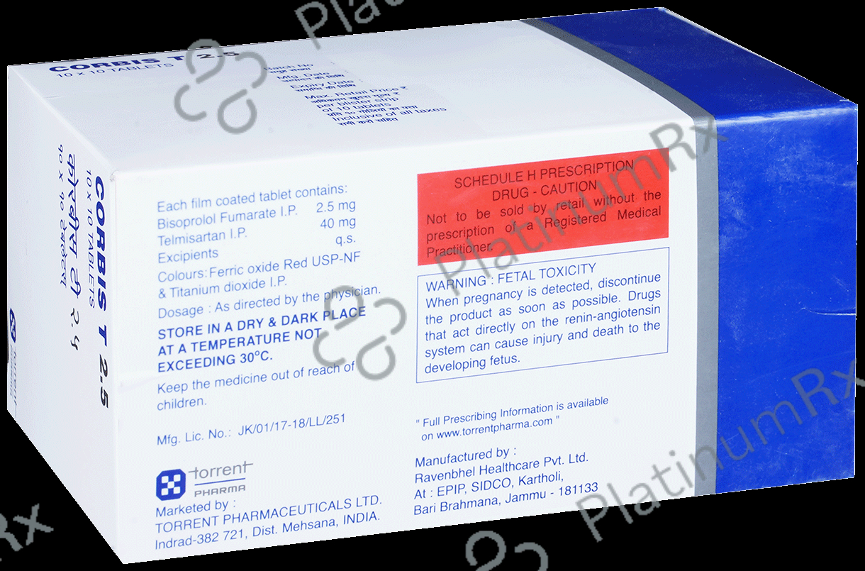 Corbis T 2.5/40mg Tablet 10s