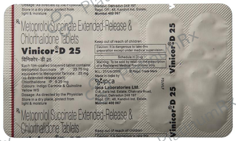Vinicor D 6.25/25mg Tablet ER 10s