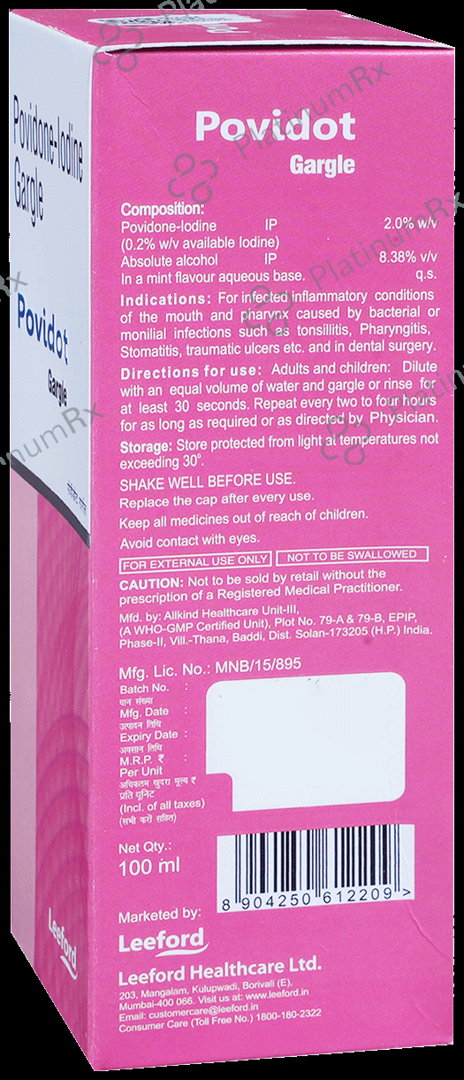 Povidot Gargle 100ml for Oral Care