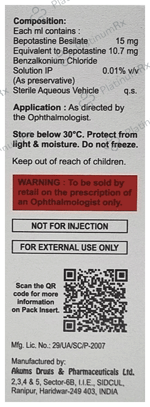 Bepokul 15% Eye Drop