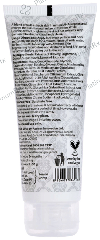 Azafran Organics Skin Brightening Face Wash