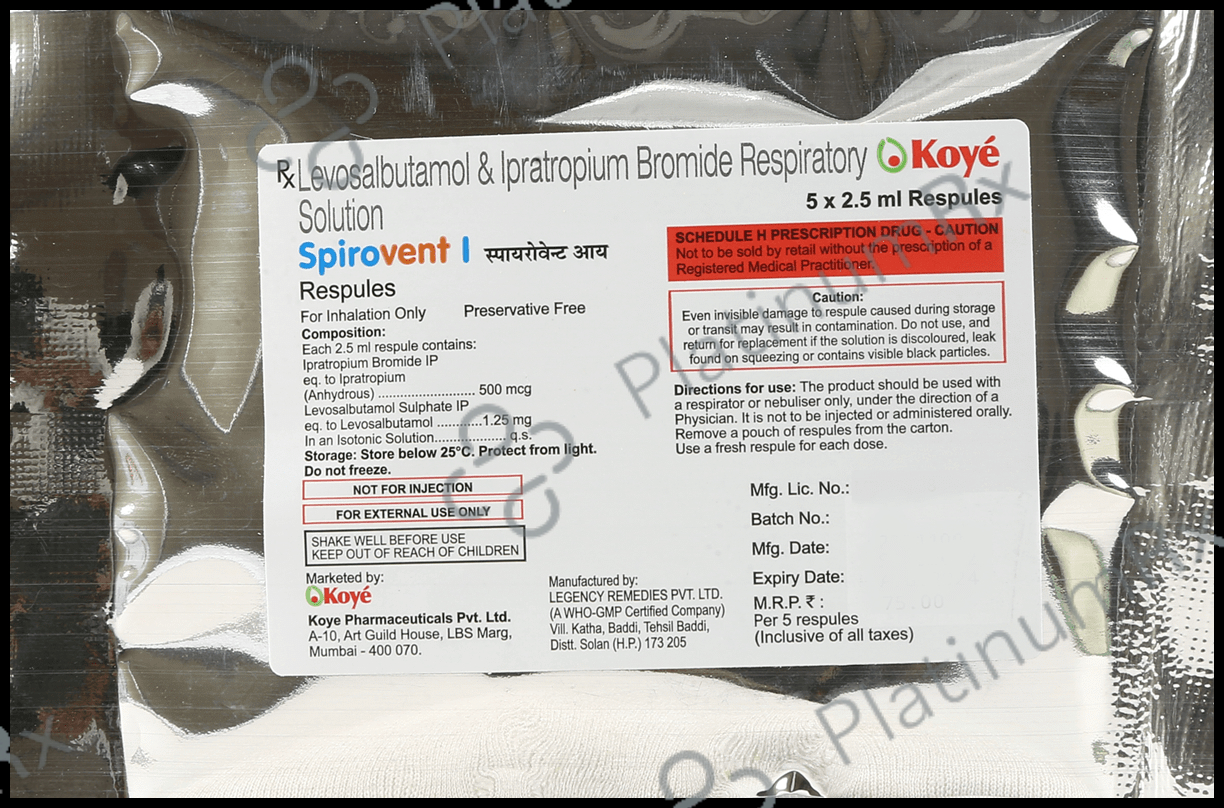Spirovent I 2.5ml 500mcg/1.25mg 5 Respules