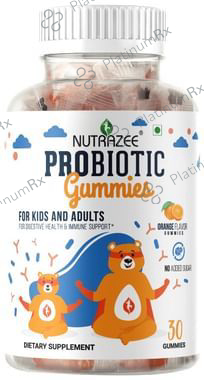 Nutrazee Probiotic Gummies for Kids and Adults No Added Sugar Orange