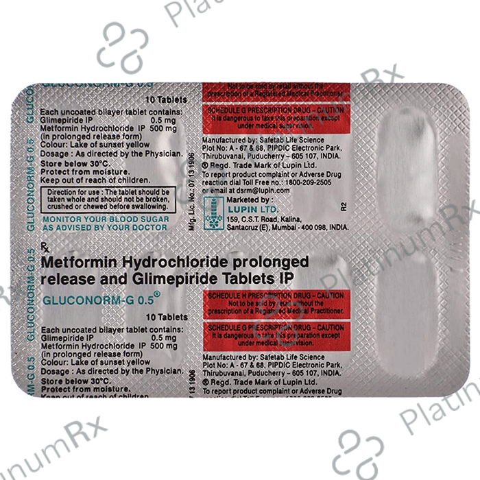 Gluconorm G 0.5/500mg Tablet PR 10s