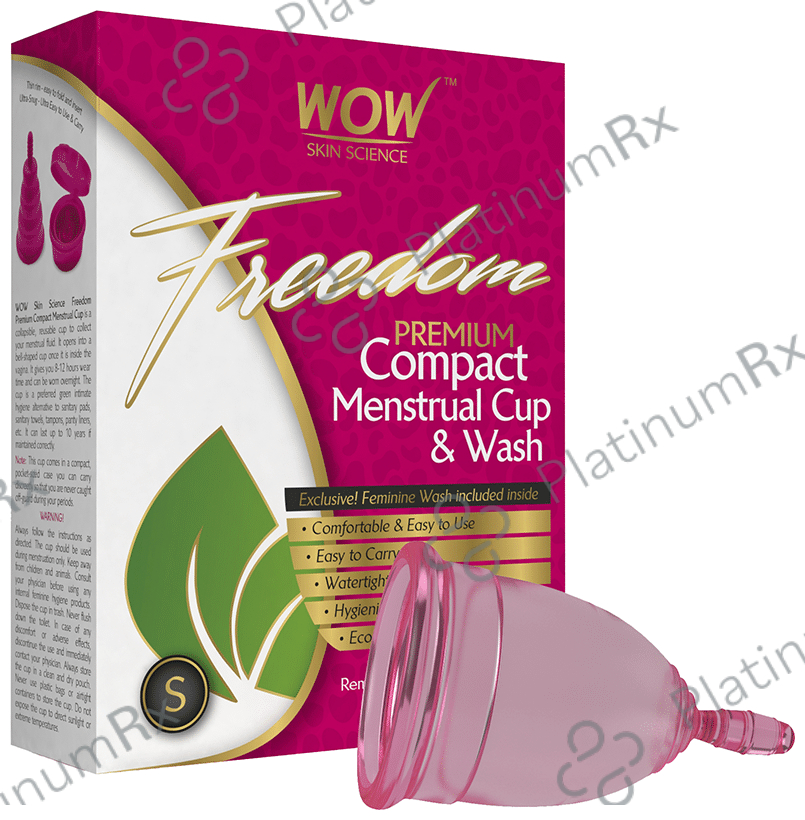 WOW Skin Science Freedom Premium Compact Menstrual Cup & Wash Medium