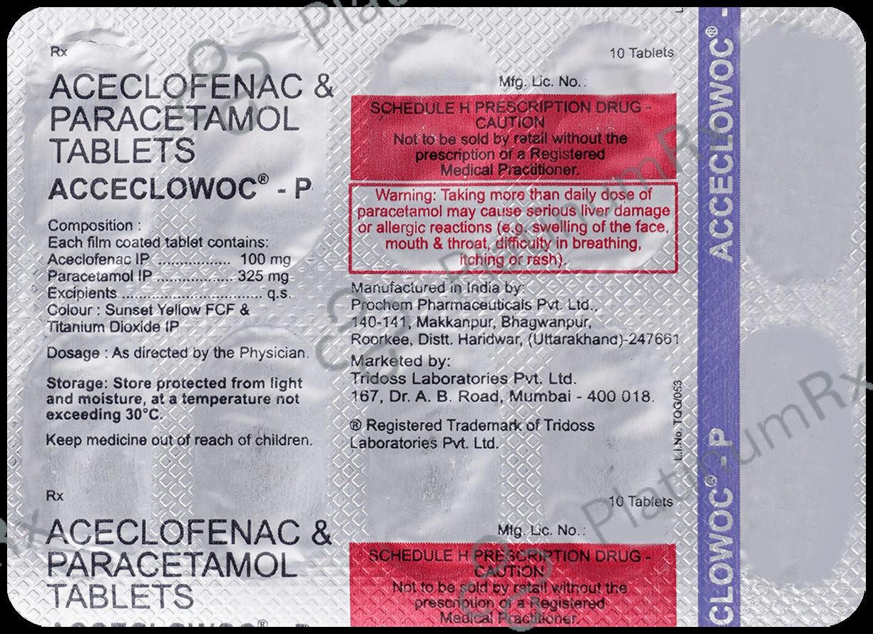 Acceclowoc P 100/325mg Tablet 10s