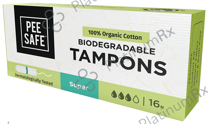 Pee Safe 100% Organic Cotton Biodegradable Tampons Super