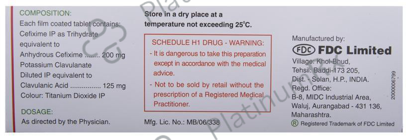 Zifi CV 200 200/125mg Tablet 10s