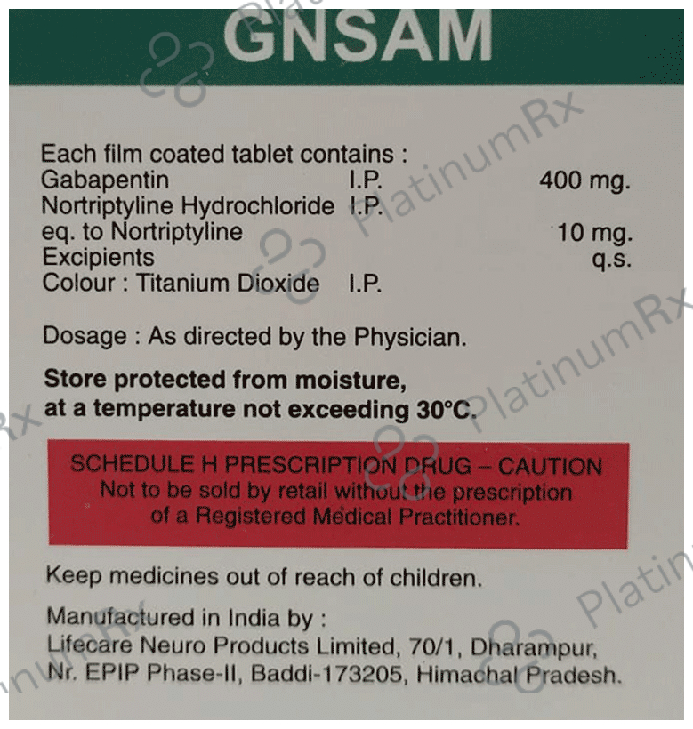 Gnsam 100mg/10mg Tablet