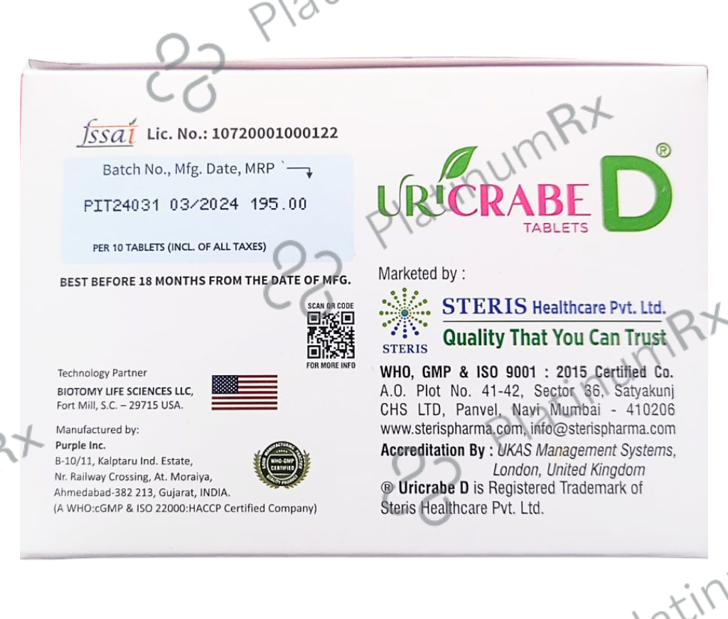 Uricrabe D Cranberry Extract D mannose Tablet 10s