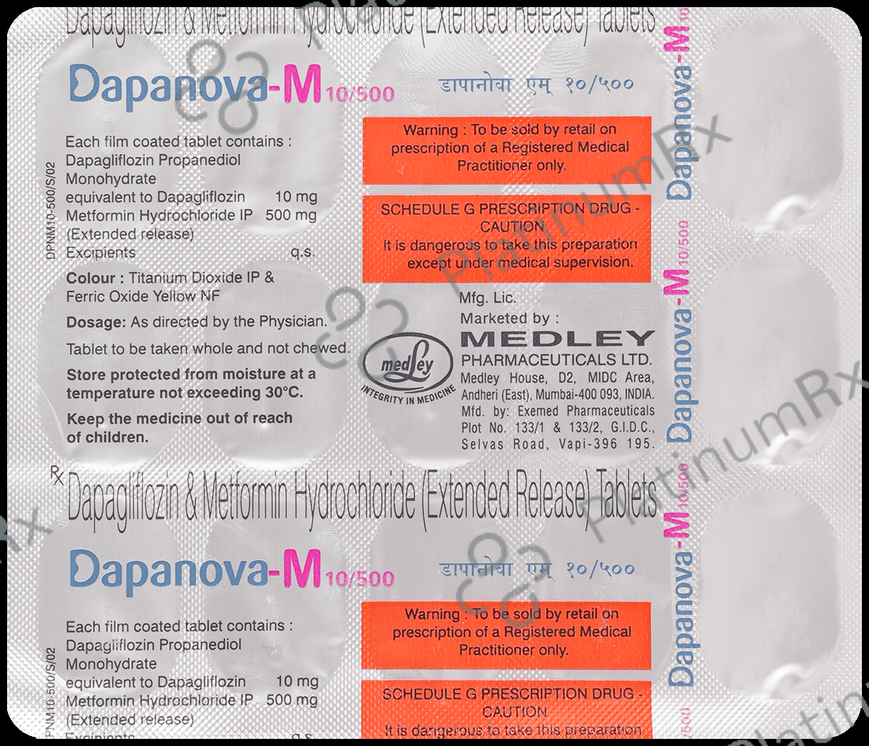 Dapanova M 10/500mg Tablet 15s