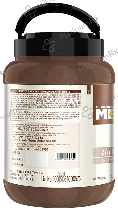 MuscleBlaze MB Fit Protein Peanut + Whey Butter Dark Chocolate