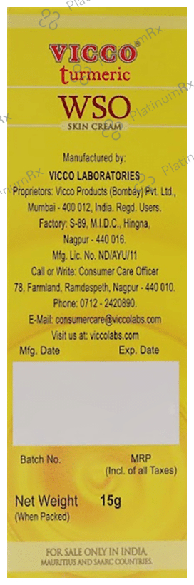 Vicco Turmeric Wso Skin Cream 15 gm