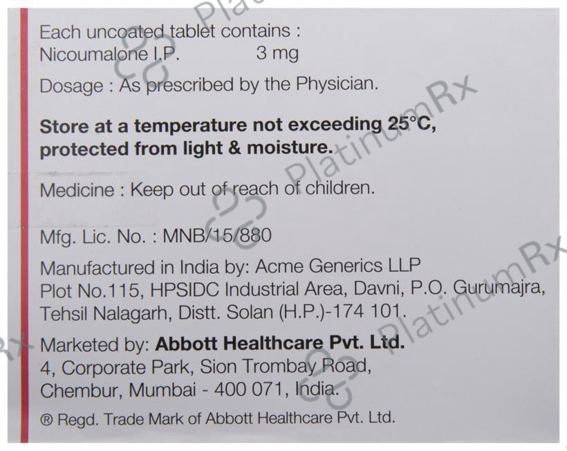 Acitrom 3mg Tablet 30s