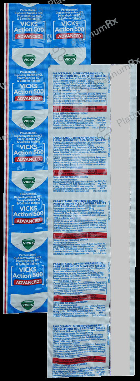 Vicks Action 500 Advanced Tablet 10s