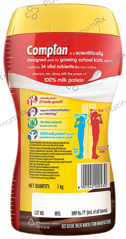 Complan 100% Milk Protein for Concentration, Memory & Growth - Flavour Royale Chocolate