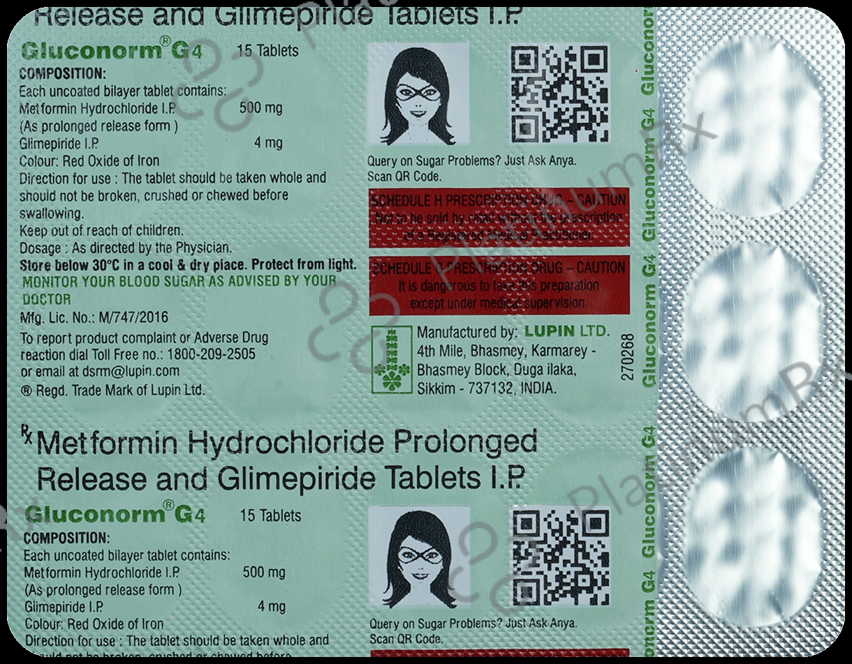 Gluconorm G 4/500mg Tablet PR 15s