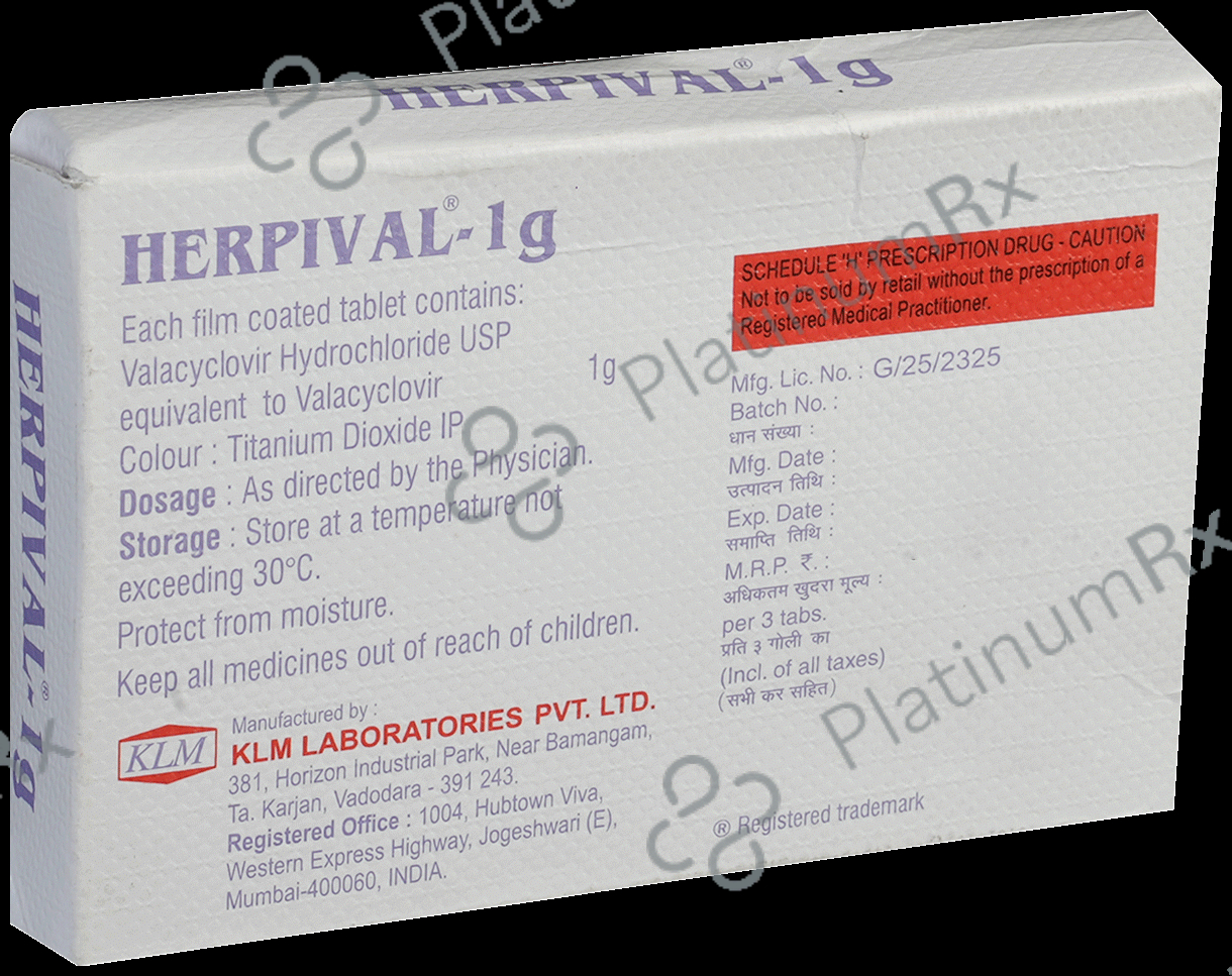 Herpival 1000mg Tablet 3s