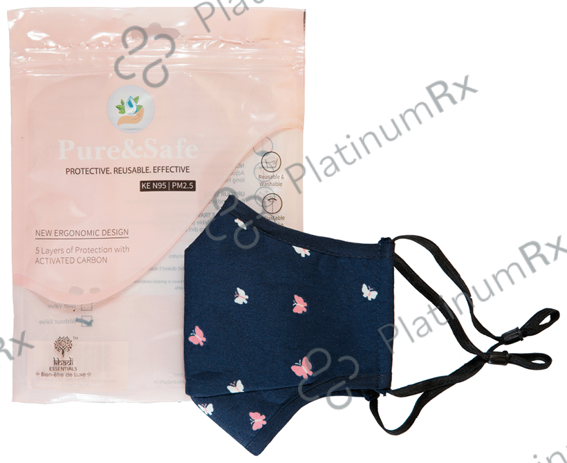 Pure & Safe Blue Butterfly Designer & Camouflage Designer Designer N 95 Face Mask - 5 Layered Reusable Anti Pollution Mask with Activated Carbon Filter