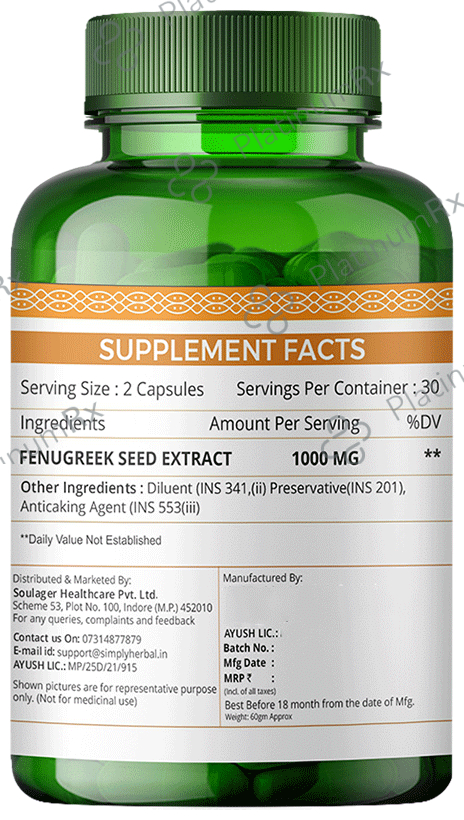 Simply Herbal Fenugreek Extract Vegetarian Capsules