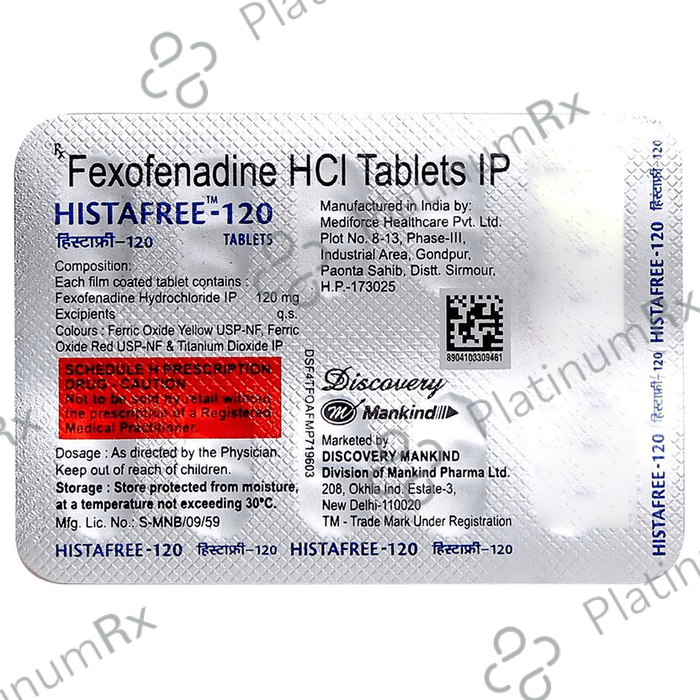 Histafree 120mg Tablet 10s