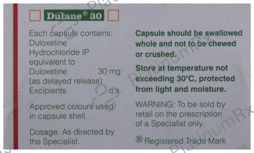 Dulane 30mg Capsule 10s