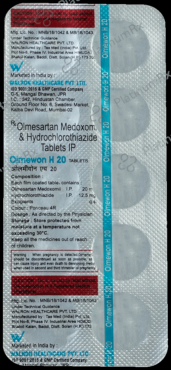 Olmewon H 20 Tablet 10 Tablet Wonset Health Pvt