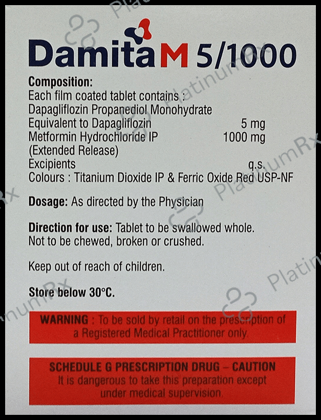 Damita M 5/1000 Tablet ER 15 Tablet ER