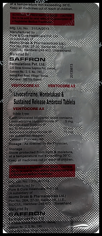 Ventocore AX 75/5/10mg Tablet 10s