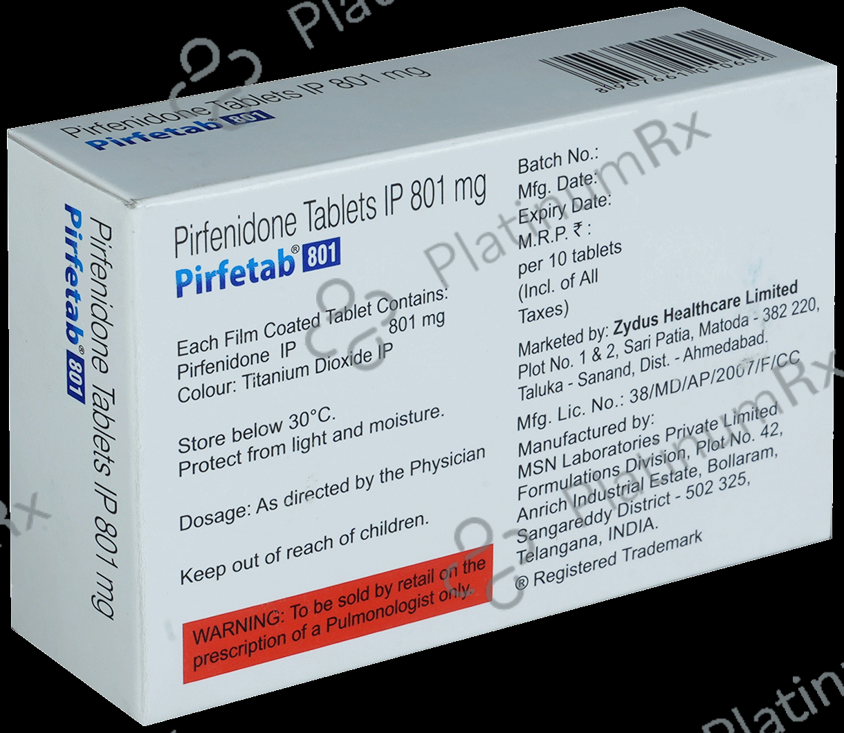 Pirfetab 801mg Tablet 10s