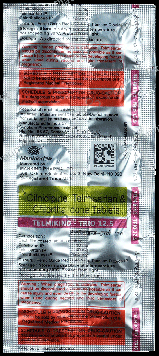 Telmikind Trio 40/10/12.5mg Tablet 10s