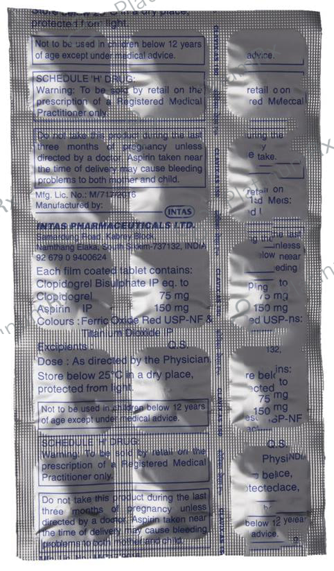 Clavix AS 150 150/75mg Tablet 15s
