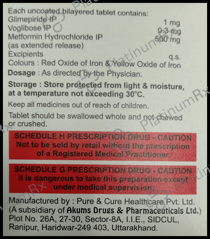 Glimzab MV 1mg/500mg/0.3mg Tablet ER