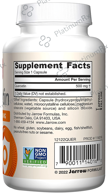 Jarrow Formulas Quercetin 500 mg Veggie Capsules - Supports Immunity & Heart Health