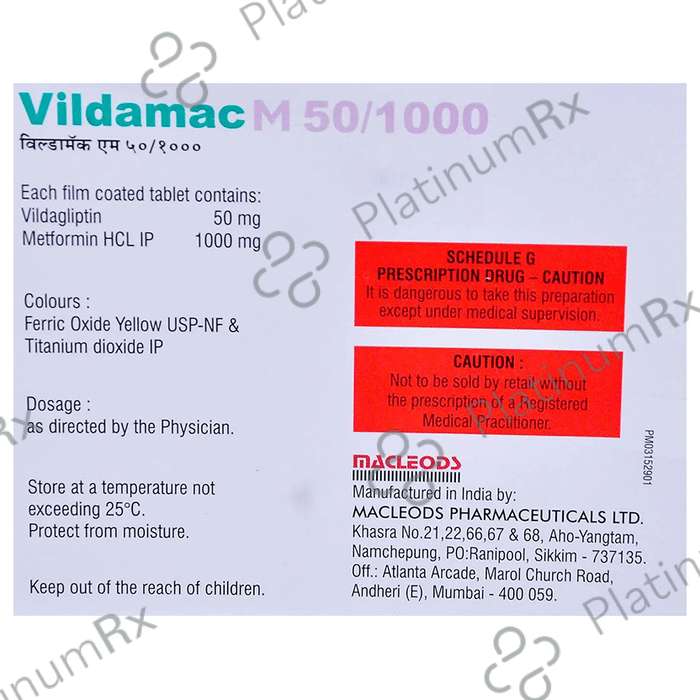 Vildamac M 1000mg/50mg Tablet