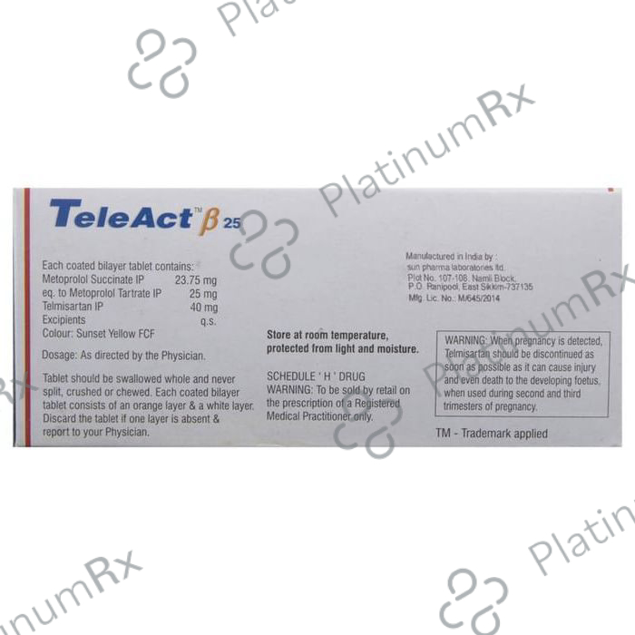 Teleact Beta 25 23.75/40mg Tablet ER 10s