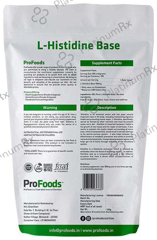 ProFoods L-Histidine Base 125 gm