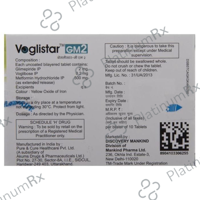 Voglistar GM2 Tablet ER 10 Tablet ER