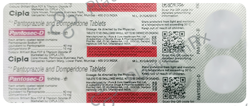 Pantosec D 10/40mg Tablet 10s