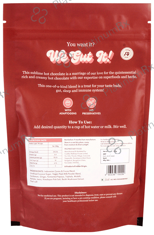 Cosmix My Happy Gut Hot Chocolate (200gm Each) 1 Pack