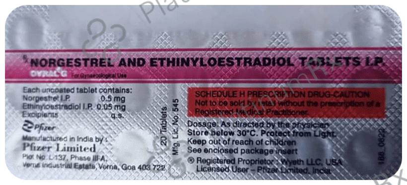 Ovral G 0.5/0.05mg Tablet 20s