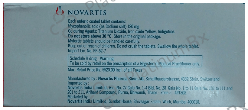 Myfortic 180mg Tablet