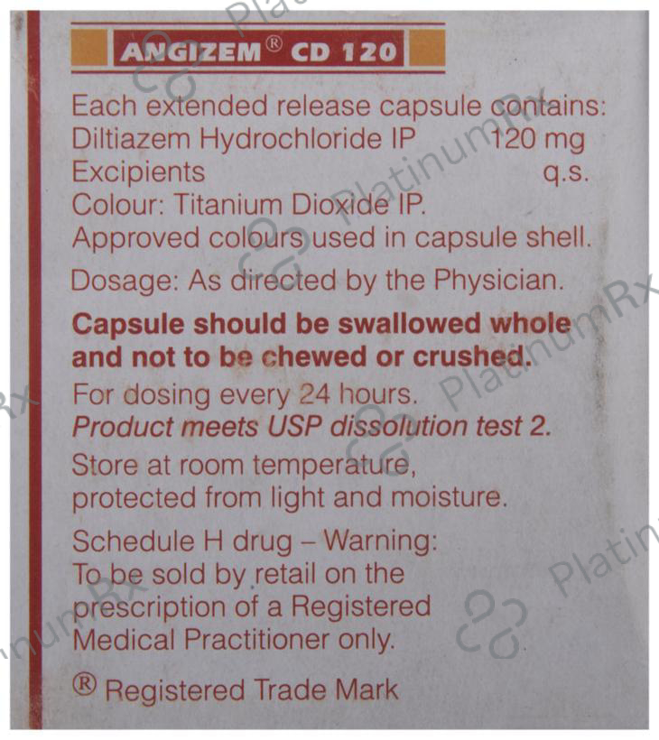 Angizem CD 120mg Capsule 10s